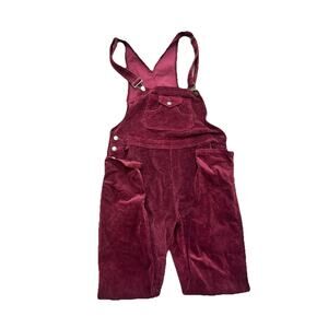 American Bazi Corduroy Overalls Burgundy Womens 2X Vintage Style Soft Fabric